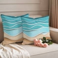 thumbnail image 2 of Turquoise Beach Outdoor Waterproof Pillow Covers, Abstract Ripple Gradient Ocean Sand Decorative Square Throw Pillowcase Sofa Cushion Sham for Patio/Couch/Chair, 20"x20" 2 Pack, 2 of 8