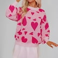 thumbnail image 2 of FAIWAD Women Casual Heart Sweater Loose Long Sleeve Crewneck Jumpers Cute Valentines Day Knitted Top, 2 of 3