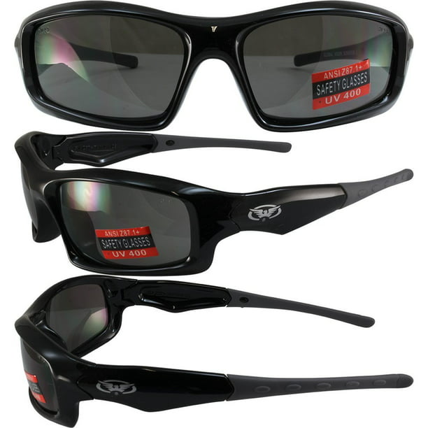 Z87+ Safety Sunglasses (light wrap around lens matte-black frame