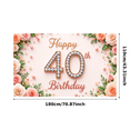 thumbnail image 6 of Floral Design Banner Rose Theme Decorative Sequin Birthday Banner for 40th Celebration Party Event Decor Indoor Use, 6 of 9