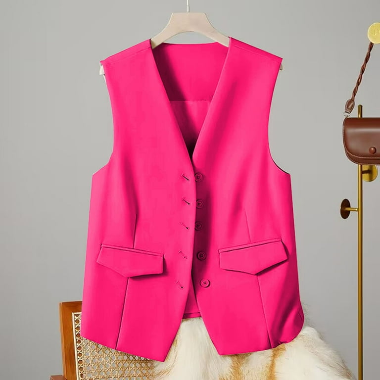 hot pink sleeveless blazer dress Hot Pink Pleated Drop Hem Blazer Dress