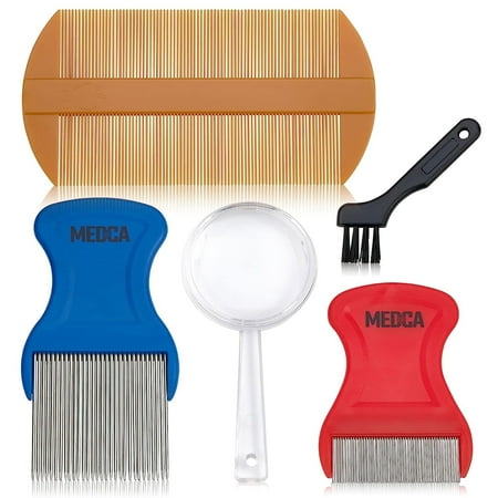 MEDca Premium 5 Piece Lice Kit Nit Removal Fine Tooth Comb, One Size, H x 1.06 in