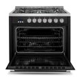 thumbnail image 3 of Cosmo 36 in. Nebula Collection 4.4 cu. ft. Gas Range, 5 Burners, Convection Oven, Matte Black, 3 of 11