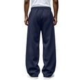 thumbnail image 5 of LJEFF Men Wide Leg Baggy Casual Pants, Breathable Elastic Waist Pocket Soft Outdoor Gift Trousers Navy, 5 of 5