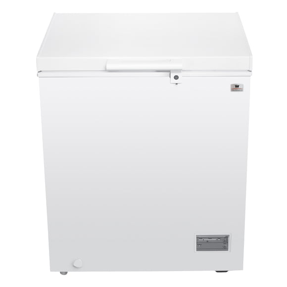 White Westinghouse  Congelador 5 pies 145 L  WWCCF05145LHWSD Ruedas  Condensador interno  Control dual de temperatura  Canastilla interior  Cerradura con llave  Manija Exterior