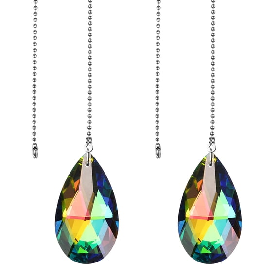 Uxcell 2 Pcs Crystal Ceiling Fan Pull Chain Extender, 20 Inch Decorative Crystal Pendants Ornament Light Chain for Light Lamp Ceiling Fan, Mesh Pattern