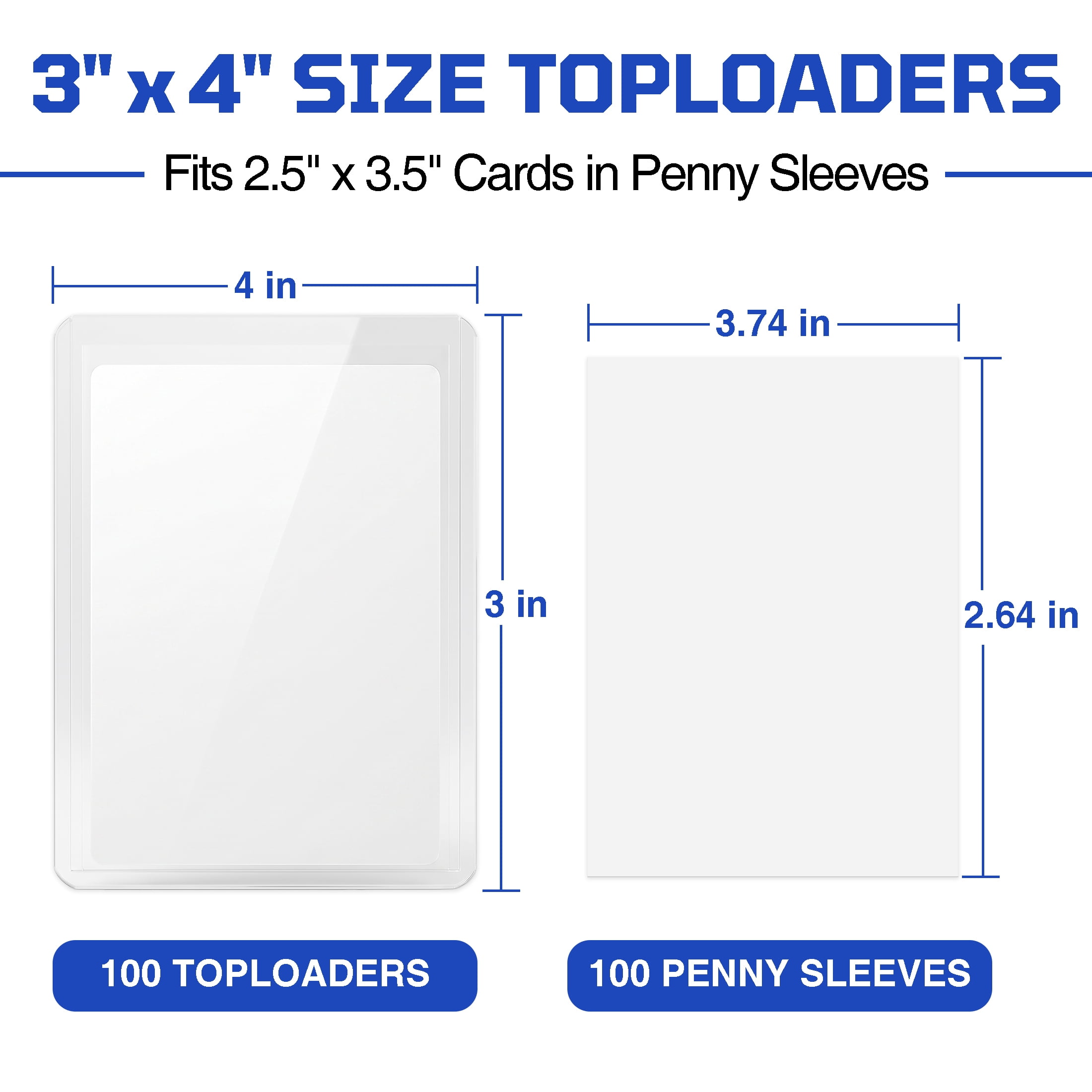 GARITIN 3x4 Inch Toploaders with Penny Sleeves, 200 Pack Clear Card Protectors for Trading Cards