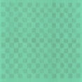 thumbnail image 1 of Ahgly Company Machine Washable Indoor Square Checkered Turquoise Blue Modern Area Rugs, 7' Square, 1 of 4