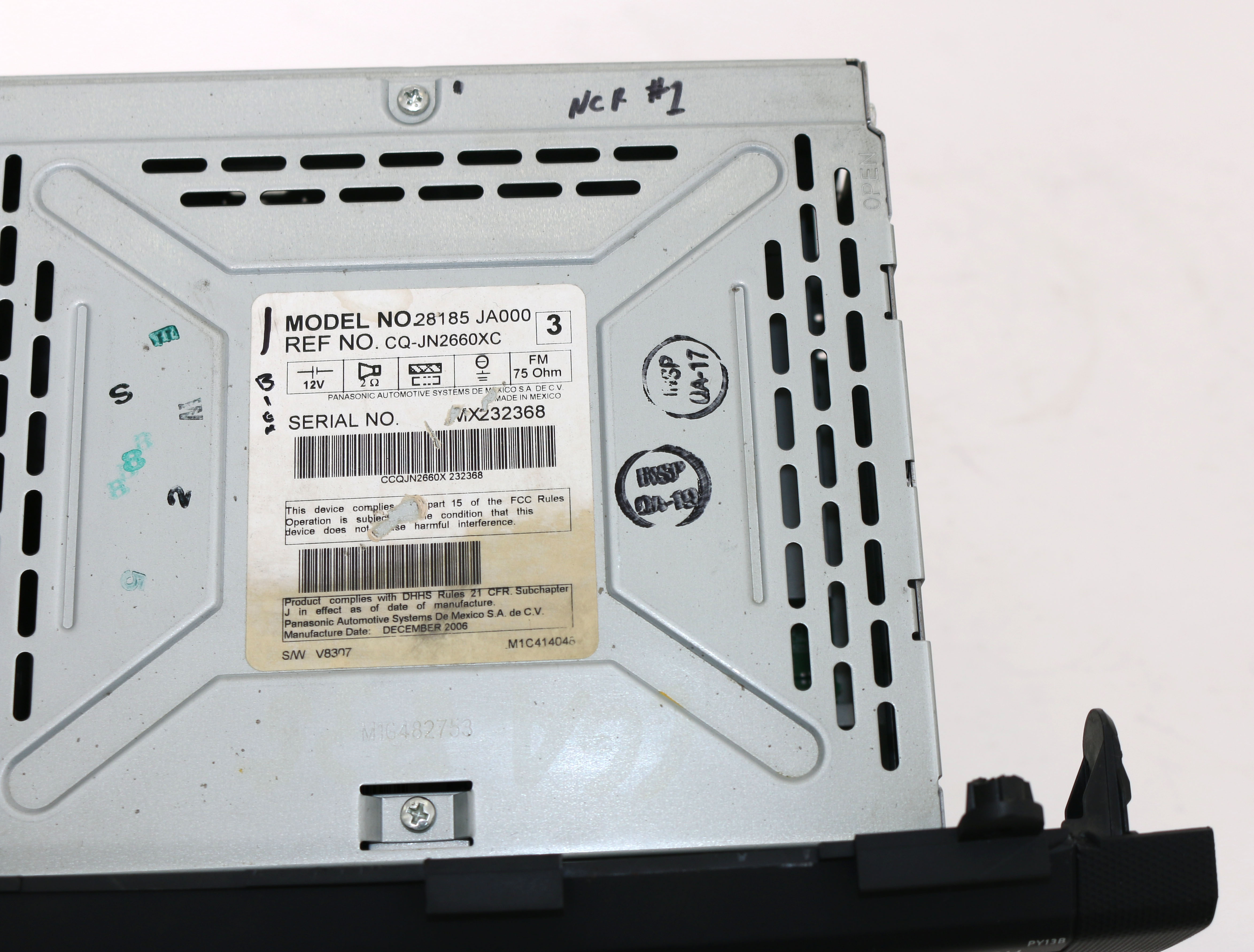 Restored 2007-09 Nissan Altima Radio AM FM Single CD Aux Input 28185JA000 Face PY13B (Refurbished)