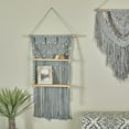 thumbnail image 2 of DecMode 25" x 6" Handmade 2-Tier Gray Macrame Wall Shelf, 2 of 8