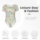 thumbnail image 4 of Balery Watercolor Wildflowers Body de cuello redondo de manga corta para mujer Tops de manga corta Tops básicos-X-Large, 4 of 7