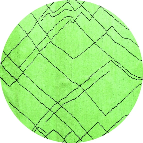 Ahgly Company Indoor Round Solid Green Modern Area Rugs, 4' Round