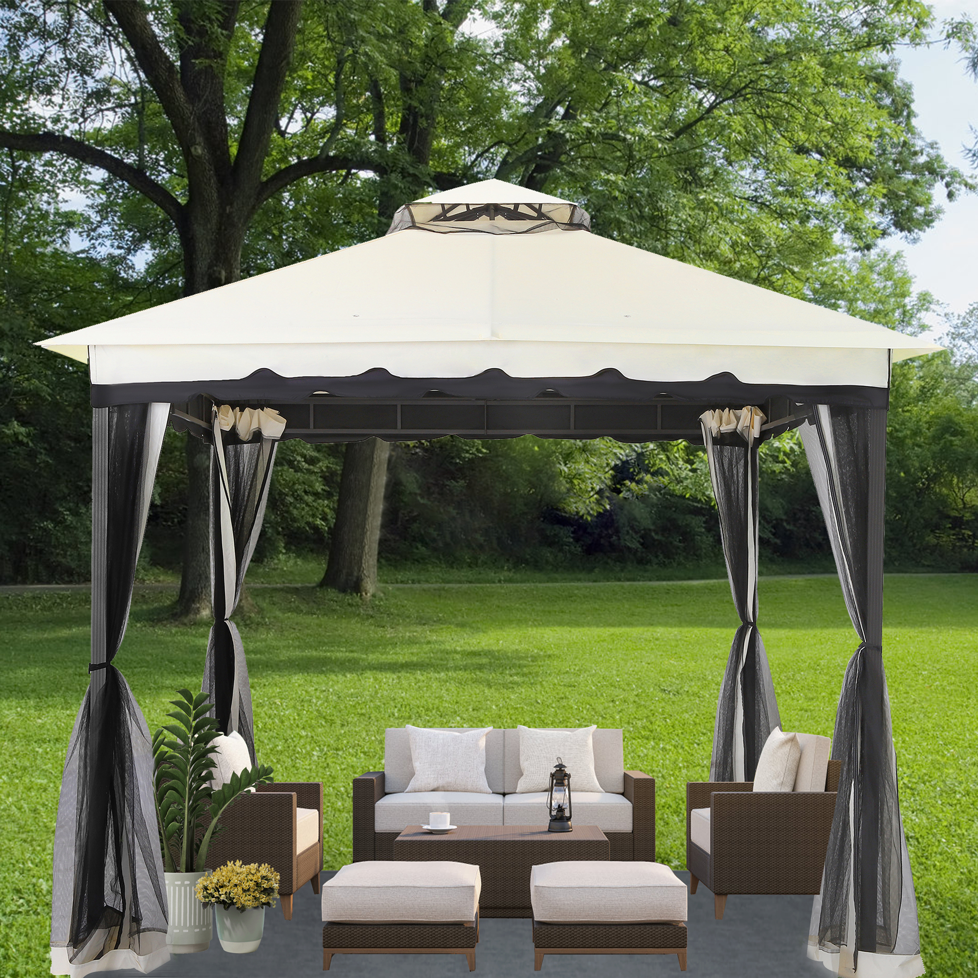 CHARMELEON 10x10ft Gazebos for Patios, Outdoor Canopy with Mosquito