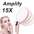 thumbnail image 5 of Espejo de maquillaje compacto, ajustable en 360 grados, de primera calidad, con aumento de 15x, 5 of 5