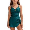 thumbnail image 2 of yoeyez Teen Girls Swimsuits Criss Cross One Piece Bathing Suits Push Up Tummy Control Swimwear Front U-Wire Tie Knot 2026 Swim Dress, 2 of 7
