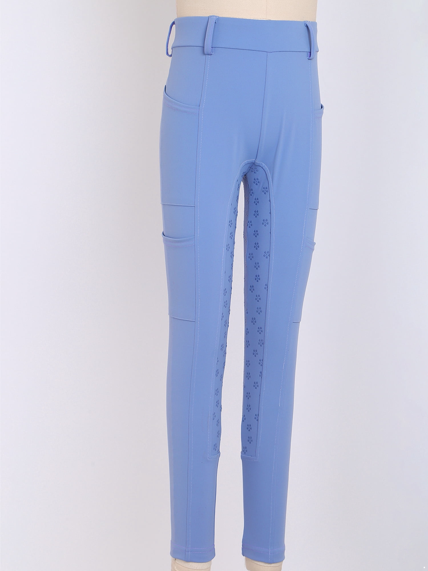 Haitryli Girls Kids Riding Pants Horse Equestrian Breeches Horse Schooling Tights Full Seat Purplish Blue 4