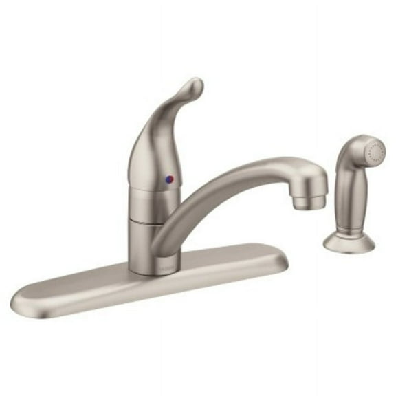 Moen 7430SRS Chateau One-Handle Low-Arc Kitchen Faucet with Side Sprayer, Spot Resist Stainless