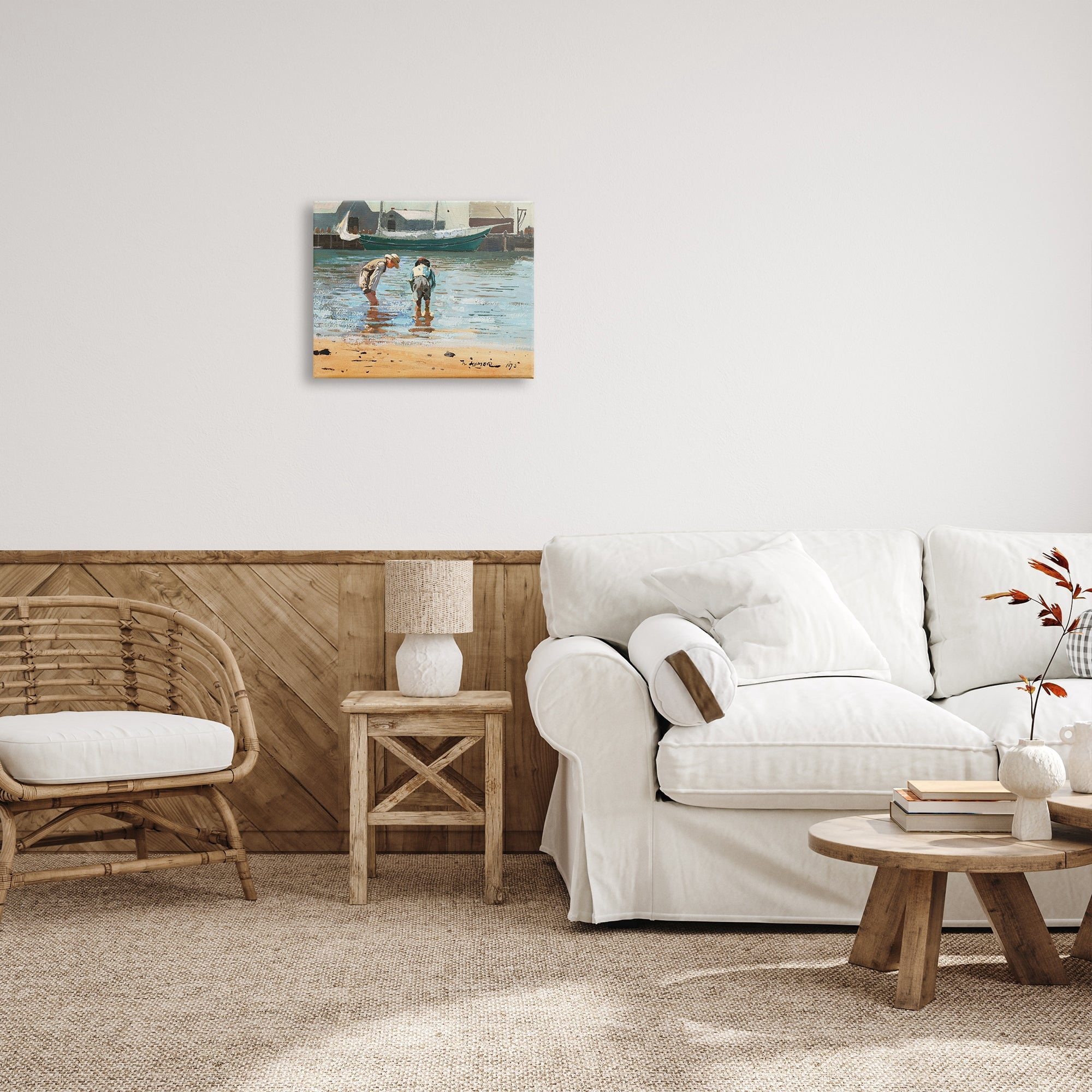 Stupell Industries People Shoreline Beach Marina Searching Sea Life Painting Gallery Wrapped Canvas Print Wall Art, Design by Lettered and Lined