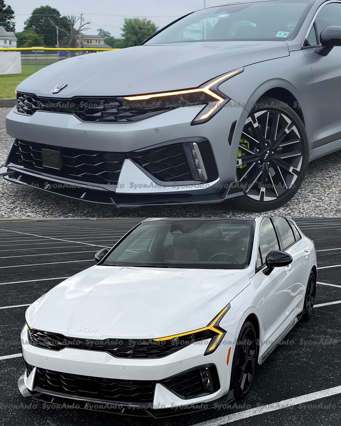FOR 2025+ KIA K5 GT GT-LINE V STYLE GLOSSY BLACK FRONT BUMPER LIP CHIN SPLITTER KIT