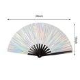 thumbnail image 2 of Ventilador de mano QCWN, grande, plegable, de PVC, láser plateado, 2 of 8
