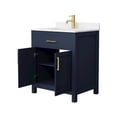 thumbnail image 3 of Wyndham Collection Beckett 30" Wood Single Bathroom Vanity in Dark Blue/Gold, 3 of 6