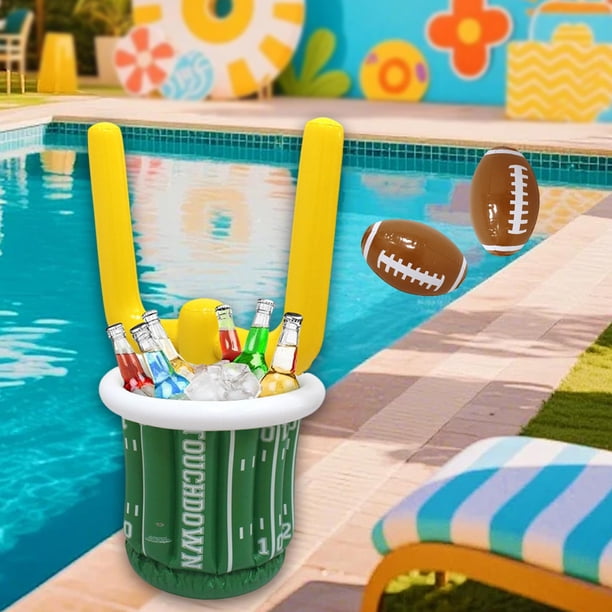 Cubo de hielo inflable, soporte para bebidas, enfriador de bebidas ligero y multiusos, cubo de hielo interactivo para juegos de rugby en la playa de