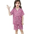 thumbnail image 3 of 3 T Pajamas for Toddlers Girls Satin Button Down Pjs Short Sleeve Top Shorts & Long Pants Cute Cartoon Valentine's Day Pajama Outfit with Pockets Loungewear Nightwear 3pcs Sleepwear, 3 of 6
