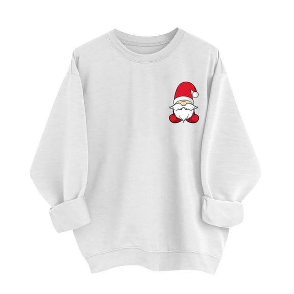 Womens Christmas Pullover Sweatshirts Long Sleeve Fleece Graphic Sweatshirt Crewneck Fall Fashion Tops, XXL White