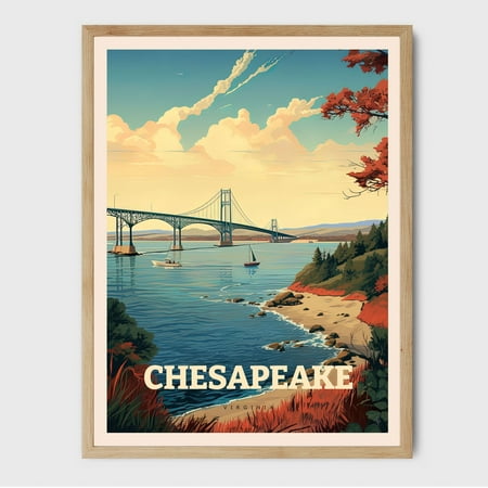 Chesapeake Virginia Print Wall Art Trendy Travel Poster For Airbnb Home Decor Living Room Bathroom Travel Gift Wall Art, Modern Wall Decor, 8x12 UNFRAMED