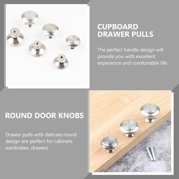 20 Pcs Handle Cupboard Drawer Pulls Stainless Steel Round Knobs Single Hole Door