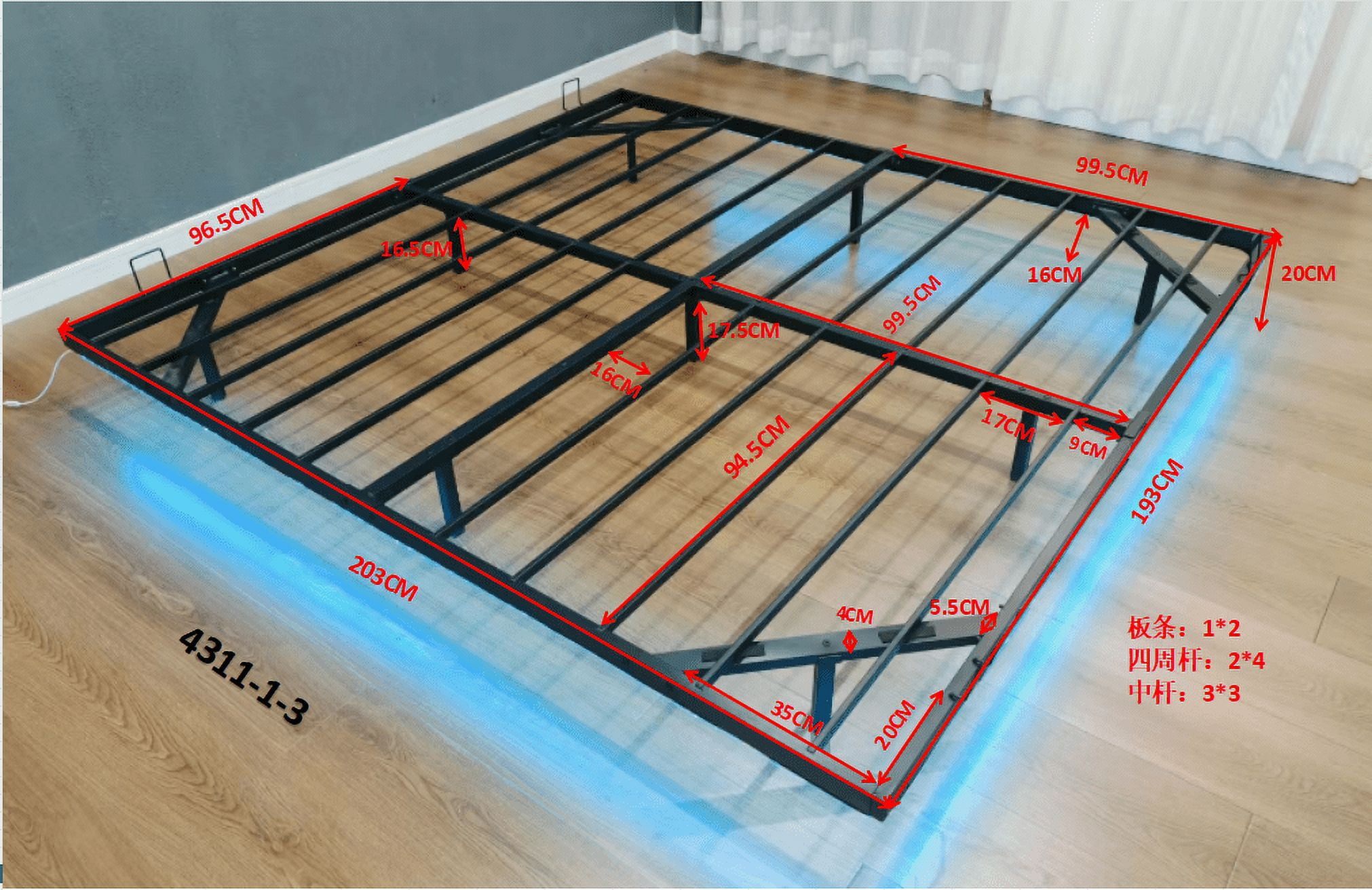King Size Floating Bed Frames with LED Lights, Metal Platform Bed , Solid and Stable, Noise Free, No Box Spring Needed, Easy Assembly
