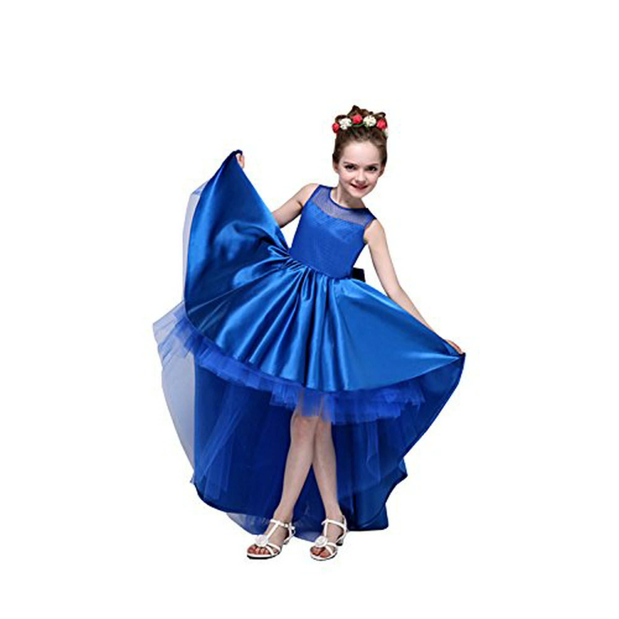 Girls Pageant Dresses Hi Lo Jewel Lace up Cupcakge Special Occasion Dresses Teens Royal Blue 2 Walmart