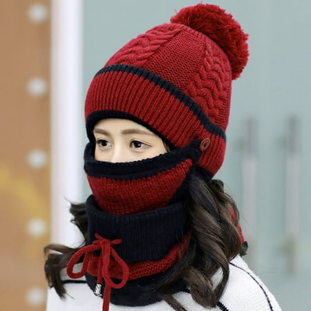 Hot Sales Under $5 Red Winter Skull Cap GIJNRIUIUA Sets Knit Skiing Hat Knitted Hat Adult Cycling Warm Windproof Baseball Fashion Winter Warm Muslim Hijab Cap