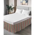 thumbnail image 4 of Green Red Striped Wrap Around Bed Skirts for King Bed 16" Drop, Bed Skirt with Adjustable Elastic Belt Dust Ruffle Bed Valance for Bedroom Hotel Luxury Farmhouse Colorful Stripes Bed Frame Cover, 4 of 7