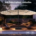 thumbnail image 4 of SUMMIT LIVING 15ft Double-Sided Solar Patio Umbrella with Base (Included) Large Outdoor Umbrella with Solar Lights - Beige, 4 of 11