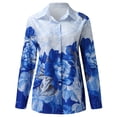 thumbnail image 2 of Cathalem Women S Shirts Women's Floral Printed Shirts Long Sleeve Lapel Button Down Blouse Womens Button up Blouse Shirt Blue Medium, 2 of 4
