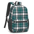 thumbnail image 2 of Green and White Checkered Pattern 17" School Backpacks for Teens,Waterproof Oxford Fabric,S-Shape Padded Straps for School,Travel,Hiking,Camping, 2 of 6