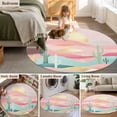 thumbnail image 5 of Round Rugs 3Ft, South West Boho Round Area Rug Washable Indoor Throw Carpet, Abstract Pink Gold Mountains Cactus Small Non Slip Circle Rug for Bedroom Living Room Home Decor Aesthetic, 5 of 8
