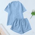 thumbnail image 4 of MVRLSH Womens Lounge Pajama Sets Heart Print Button Front Short Sleeve Shirt Matching Short Two Piece Summer Soft Comfortable Tank Tops Blue Size XL, 4 of 4