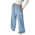 thumbnail image 2 of Girls Bowknot Baggy Sweatpants-Lightweight Straight Leg-Blue Baggy Sweatpants with Pockets-for Teen Girls 4-5 Years, 2 of 4