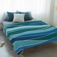 thumbnail image 4 of Turquoise Blue Blanket Soft Cozy Warm Twin Blanket for Bed, Plush Fuzzy Flannel Fleece Blankets for Sofa, Green Gradient Abstract Wave Stripes Throw Blankets for Couch, Gifts for Men, 60"x80", 4 of 9