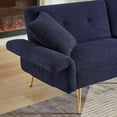 thumbnail image 5 of Modern Dark Blue Teddy Upholstered Loveseat Sofa with Side Pocket, 85×80×75cm, Solid Wood Frame, 5 of 10