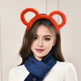 thumbnail image 4 of Opvise Women Winter Thick Plush Headband Round Bear Ears Makeup Hair Hoop Elastic Candy Color Headgear Hair Accessories Khaki, 4 of 8