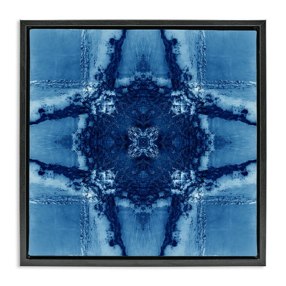 Stupell Industries Blue Geometric Shapes Abstract Painting Black Floater Framed Canvas Art Print Wall Art, 18 x 18