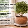 thumbnail image 4 of 23.5" Rolling Plant Caddy with Wheels, Heavy Duty Plant Pot Stand with Casters & Locking Wheel, Indoor Outdoor Planter Base for Pots, Round Plant Tray, Terracotta, 4 of 9