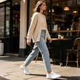 thumbnail image 4 of Women’s White Canvas Sneakers Low Top Slip‑on Lace Up Casual Walking Shoes Lightweight Comfortable Flat Fashion Daily Shoes for Women, 4 of 6