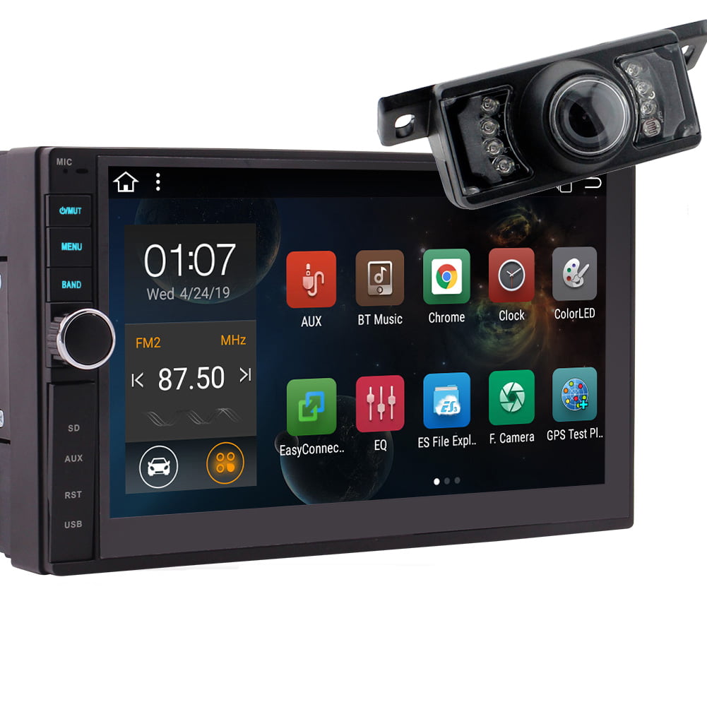 Camera+Double 2 Din Bluetooth Indash Stereo Radio Mirror Link For Map Navigation