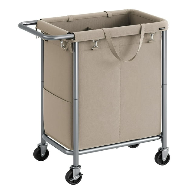 Cesta de lavandería SONGMICS Rolling 140L con ruedas de 2 secciones