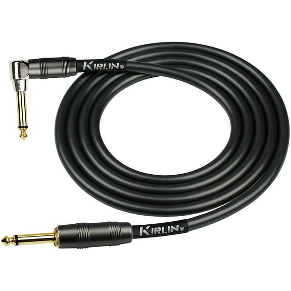 Kirlin 22AWG Instrument Cable, Carbon Black, 1/4" Straight to Right Angle 20 ft.