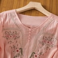 thumbnail image 7 of Holzkary Embroidered Tops for Women Embroidered Tops Cotton Linen Shirts Ethnic Style Tee 3/4 Sleeve V Neck Tshirt Summer Boho Tops Casual Half Sleeve Blouses Floral Shirt Vacation Clothes Pink 5Xl, 7 of 7